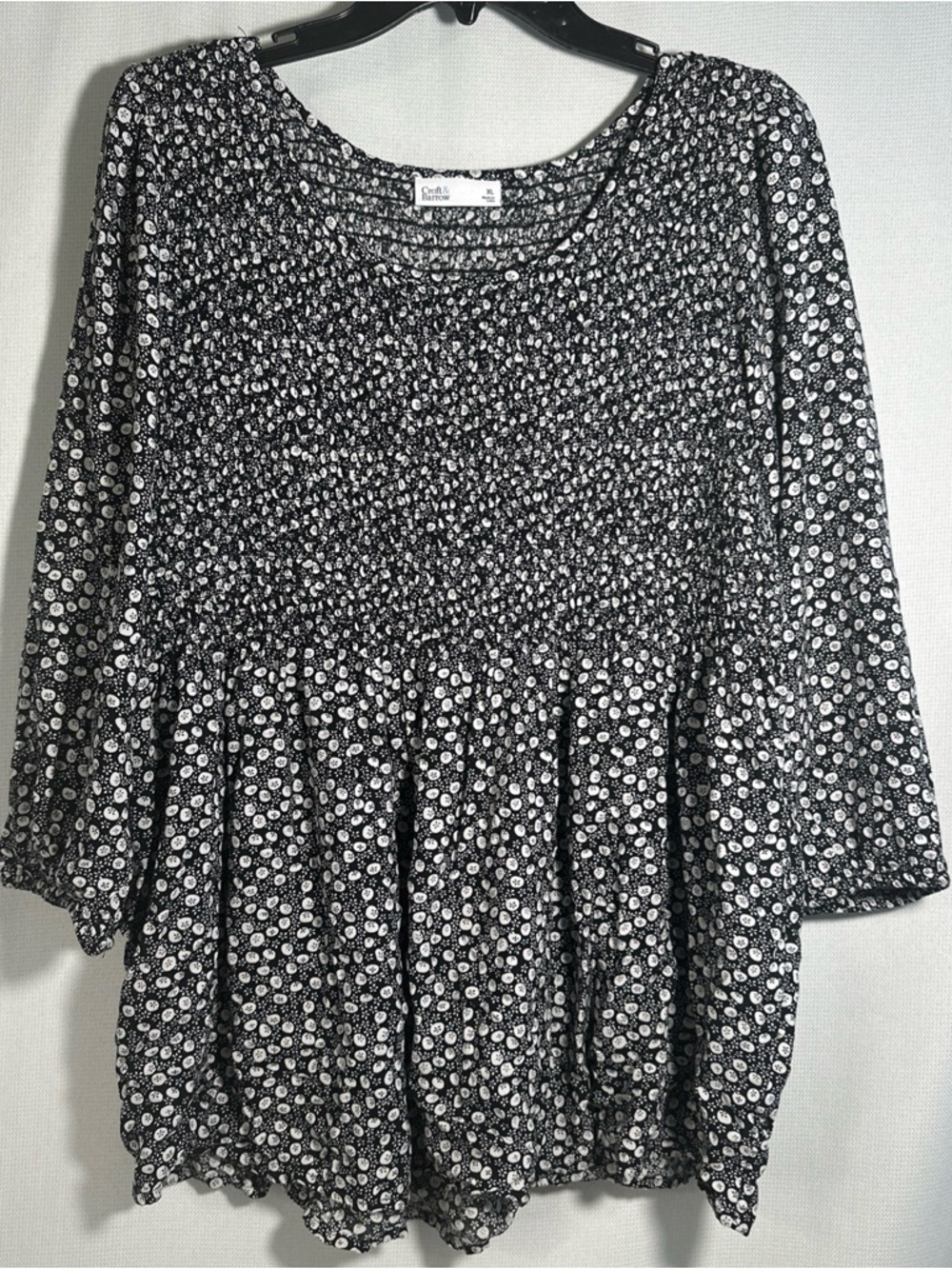 croft & barrow Black and White Floral Peplum Blouse